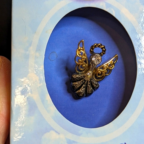 Jewelry - Vintage Crystal Angel Gold tone‎ & Silver Tone Pin with Gift Box For Grandma